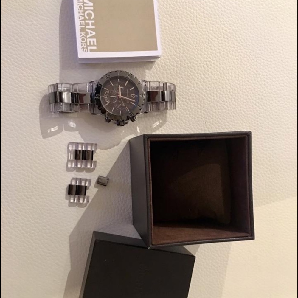 Gray and Clear Acrylic Oversized Chronograph Watch